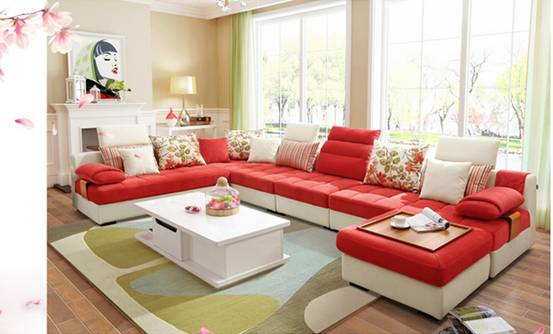 林氏木业简约现代大户型布艺沙发996-A质量好