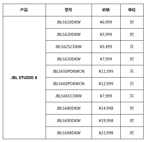 jbl studio    家庭影院音箱价格一览表