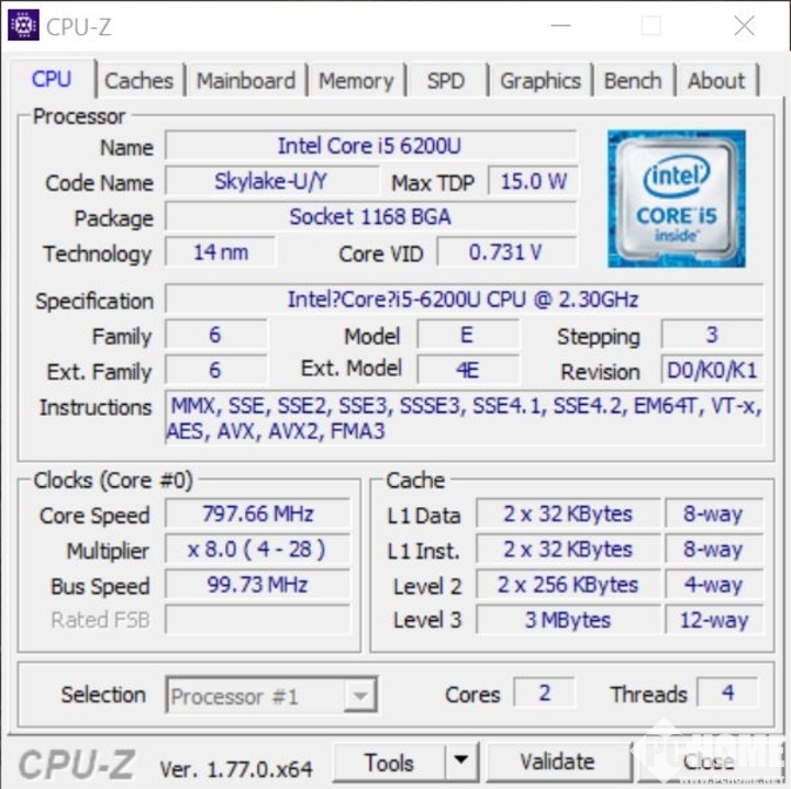 笔记本电脑 评测         本机搭载的英特尔酷睿i5-6200u处理器,基于