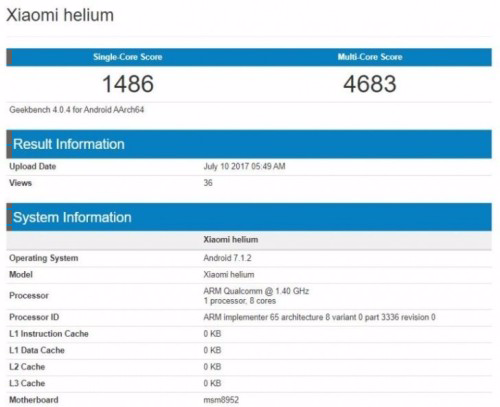 中端性能表现 小米神秘新机Helium现身 