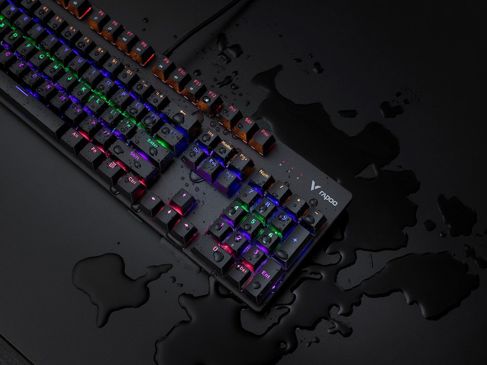 金质靓键雷柏v500c混彩背光游戏机械键盘图赏