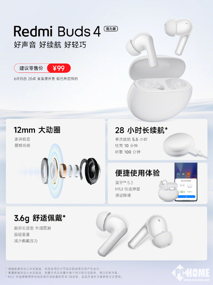 真无线耳机入门新选择Redmi Buds 4活力版仅99元-PChome