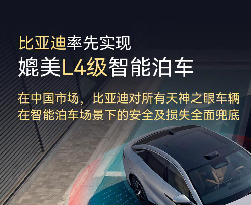 比亚迪率先实现媲美L4级智能泊车：官方将为安全兜底