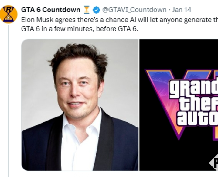 特斯拉CEO马斯克看好AI：可在几分钟内生成《GTA6》级游戏