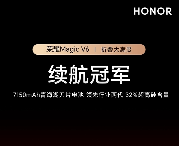 荣耀Magic V6亮相：搭载7150mAh电池，3月10日在国内发布