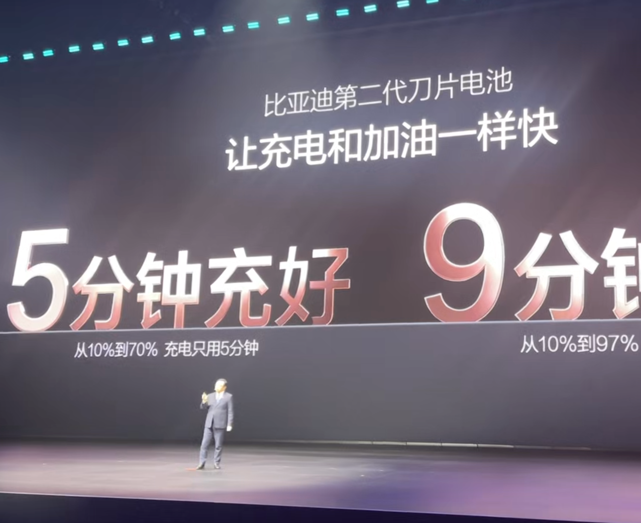 比亚迪推出第二代刀片电池：从10%充到97%只需9分钟