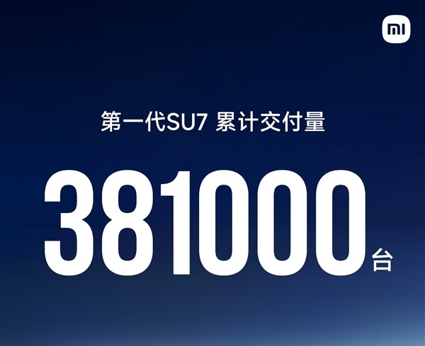小米SU7累计交付达38.1万台：斩获2025年20万元以上轿车销量冠军