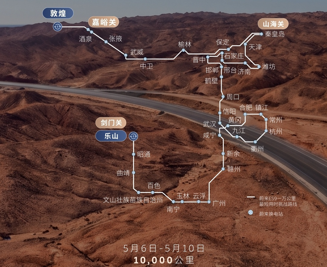 蔚来ES9“万里挑战”收官：耗时94小时19分，刷新行业记录