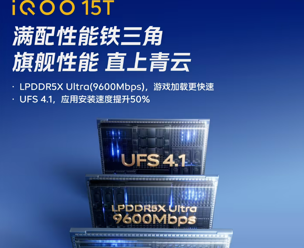 iQOO 15T新机采用LPDDR5X Ultra与UFS 4.1组合：满配性能铁三角