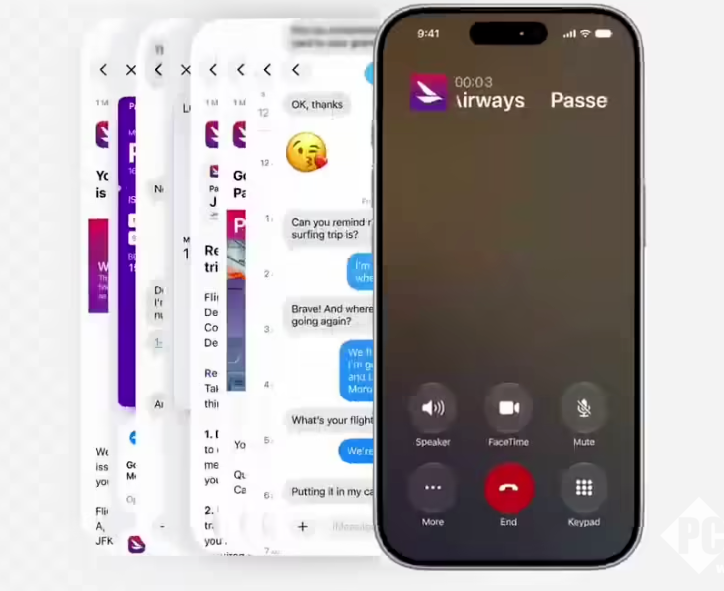 苹果演示iOS 27版Call Context功能：改签航班时自动弹出航班确认码